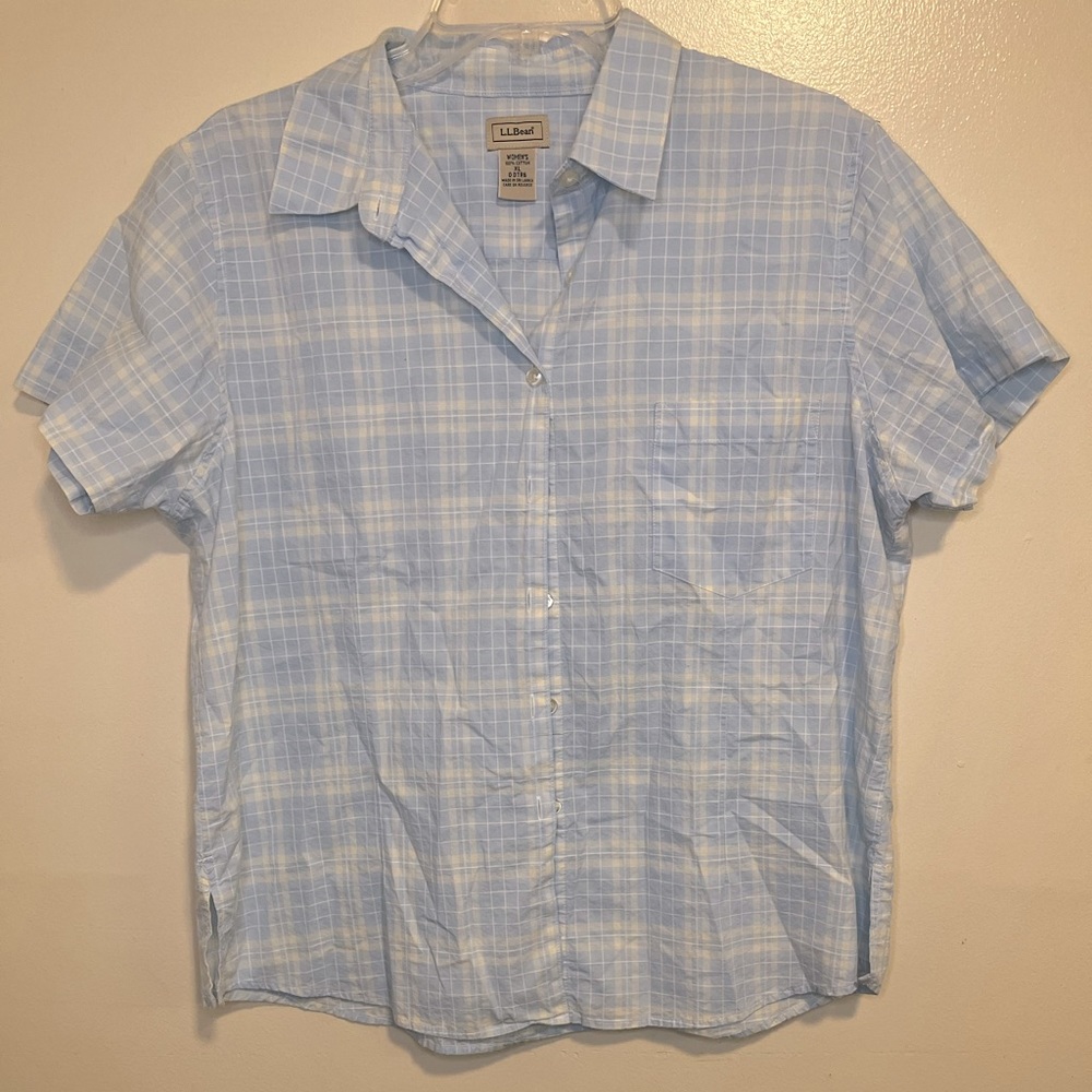 Women’s L.L. Bean Organic Classic Cotton Short sleeve Plaid XL